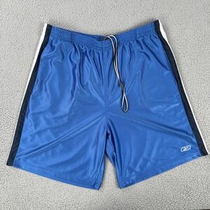 Vintage Reebok Dazzle Basketball Shorts Men 2XL Blue Black White Shiny Silky Y2K